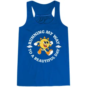 Interchangeable Jungle - ready Flowy Racerback Tank Top - Running My Way to a Beautiful Day