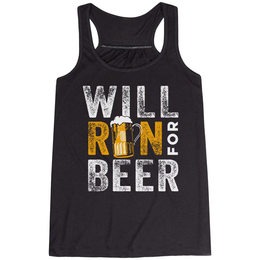 High - end Custom made Flowy Racerback Tank Top - Will Run For Beer