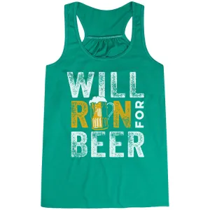 Flowy Racerback Tank Top - Will Run For Beer Reflective Detailing