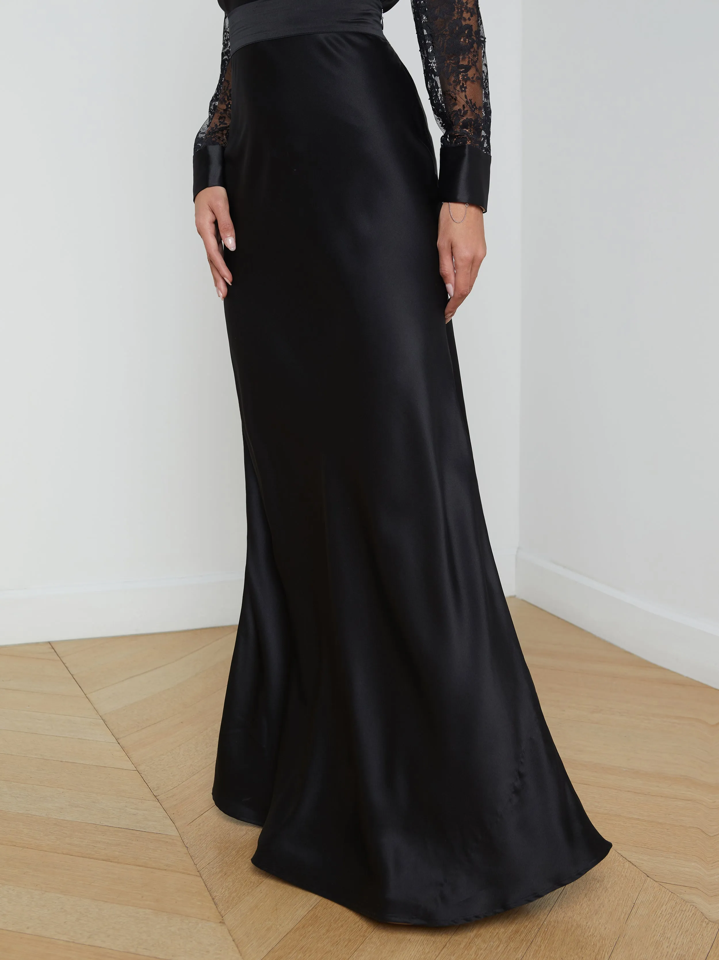 Ryker Silk Maxi Skirt Casual Style Embossed Detail