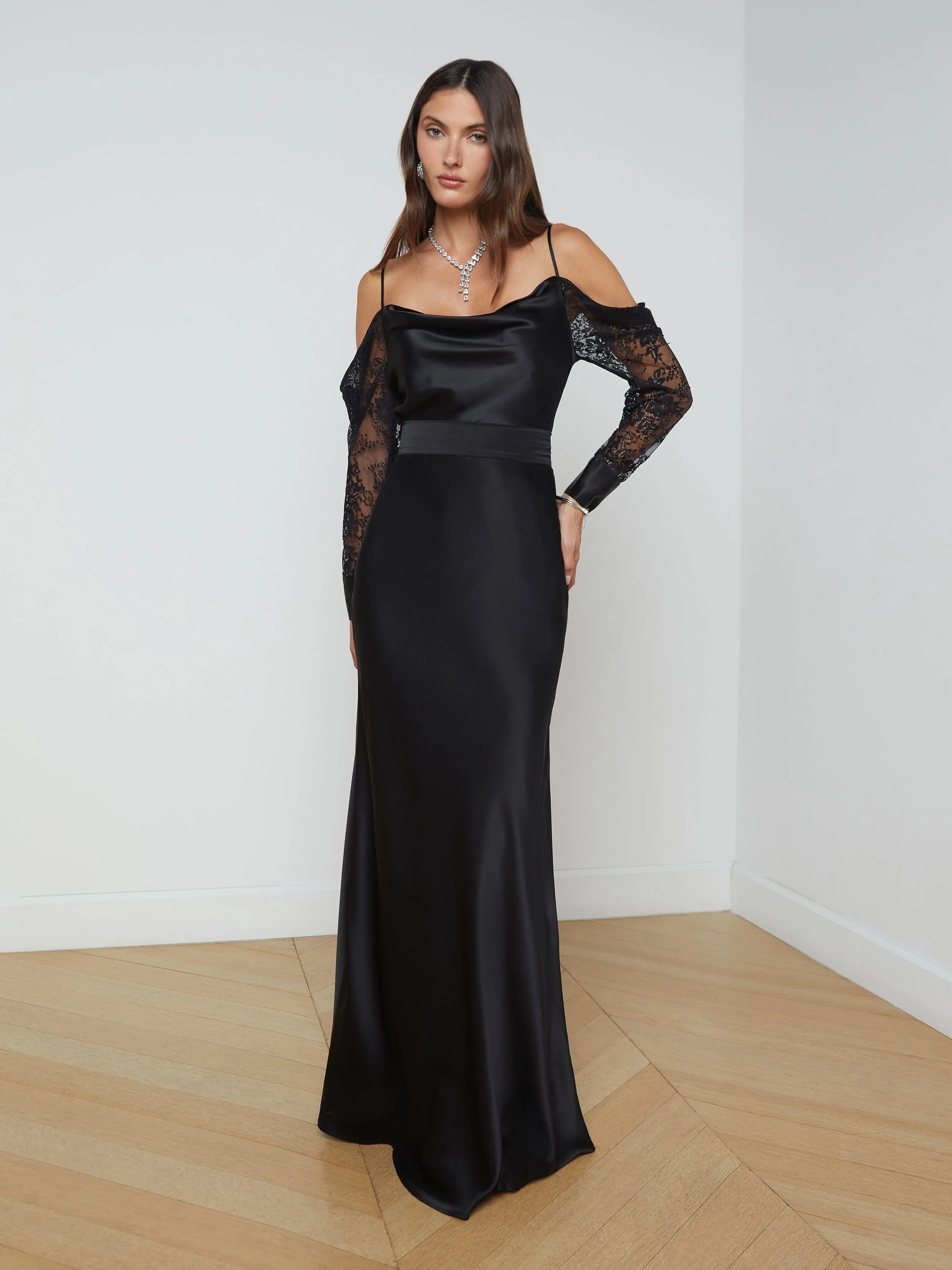 Neutrals Only City Tones Ryker Silk Maxi Skirt