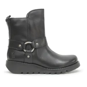 Fly London SOCH136FLY Rug Leather Women's Ankle Black Boots Urban Hiker