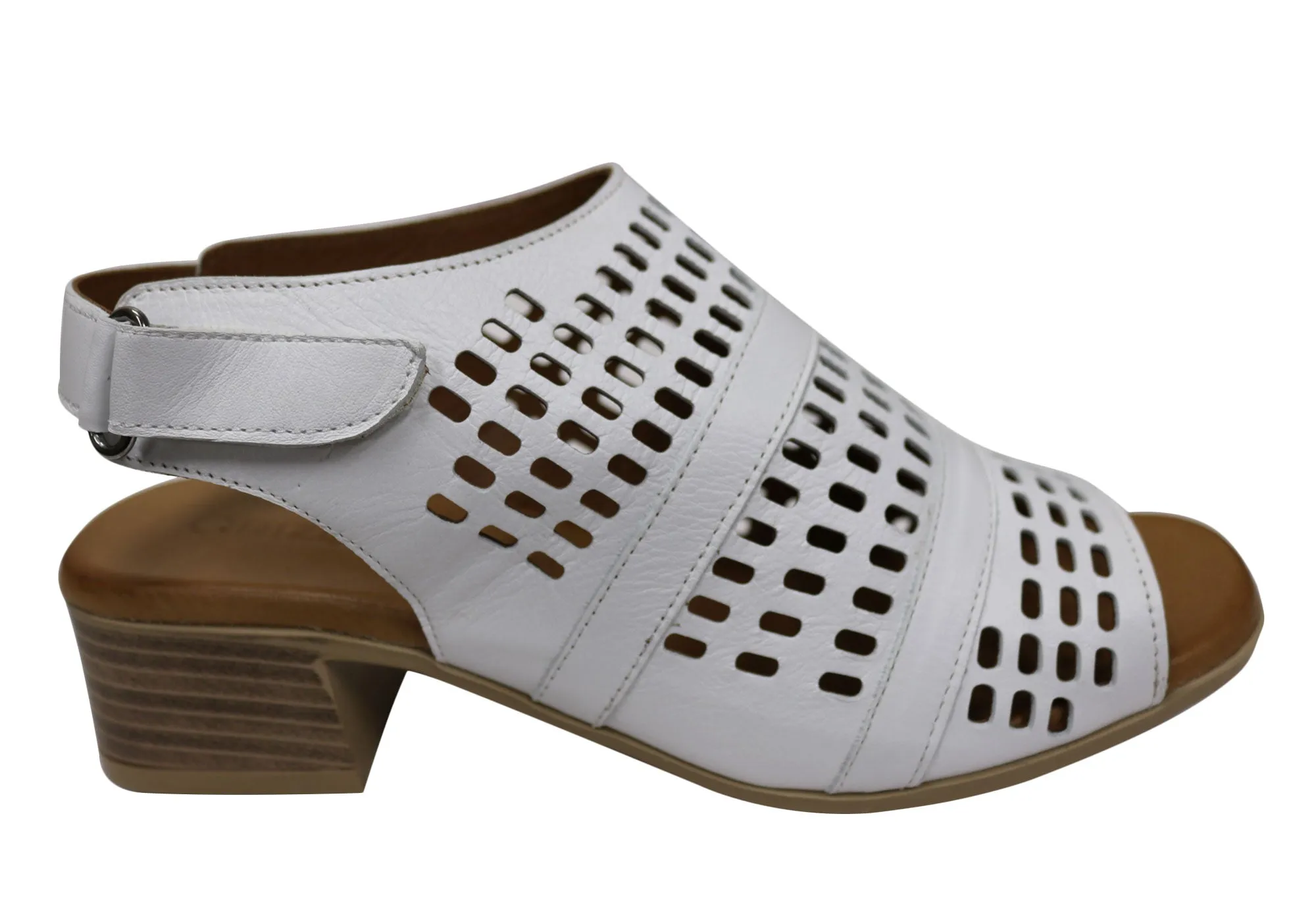 Silky feel Lightweight Upper Orizonte Jazela Womens European Leather Low Heel Comfortable Sandals