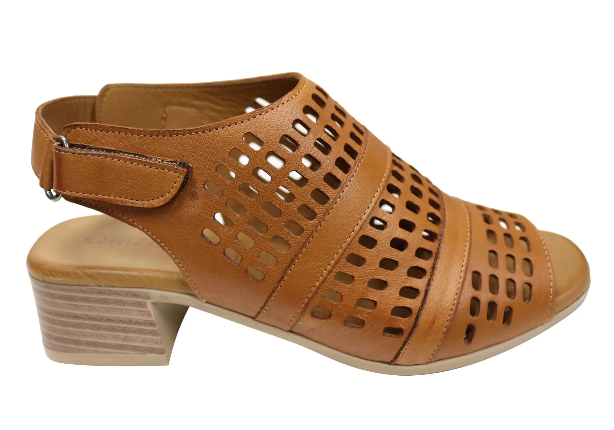 Orizonte Jazela Womens European Leather Low Heel Comfortable Sandals Refined Style