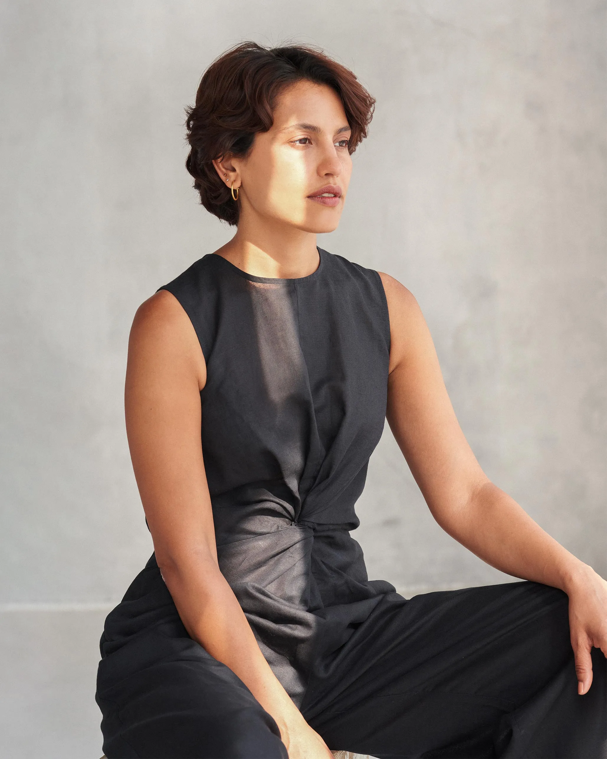 Front Knot Jumpsuit - Black Daily Ready