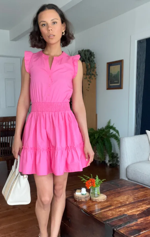 Fuchsia Flutter Sleeve Mini Elegant Silhouette