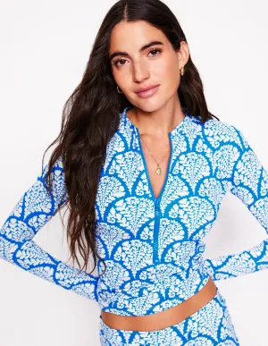 Sun Safe Raglan Rash Vest-Bright Blue, Blossomy Fun In The Sun Functional-Design