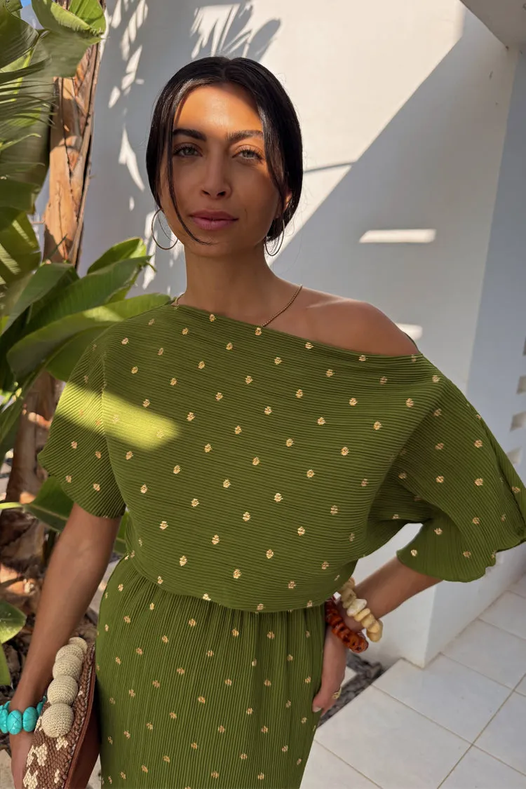 Khaki Plisse Tilly Dress TaglessDesign