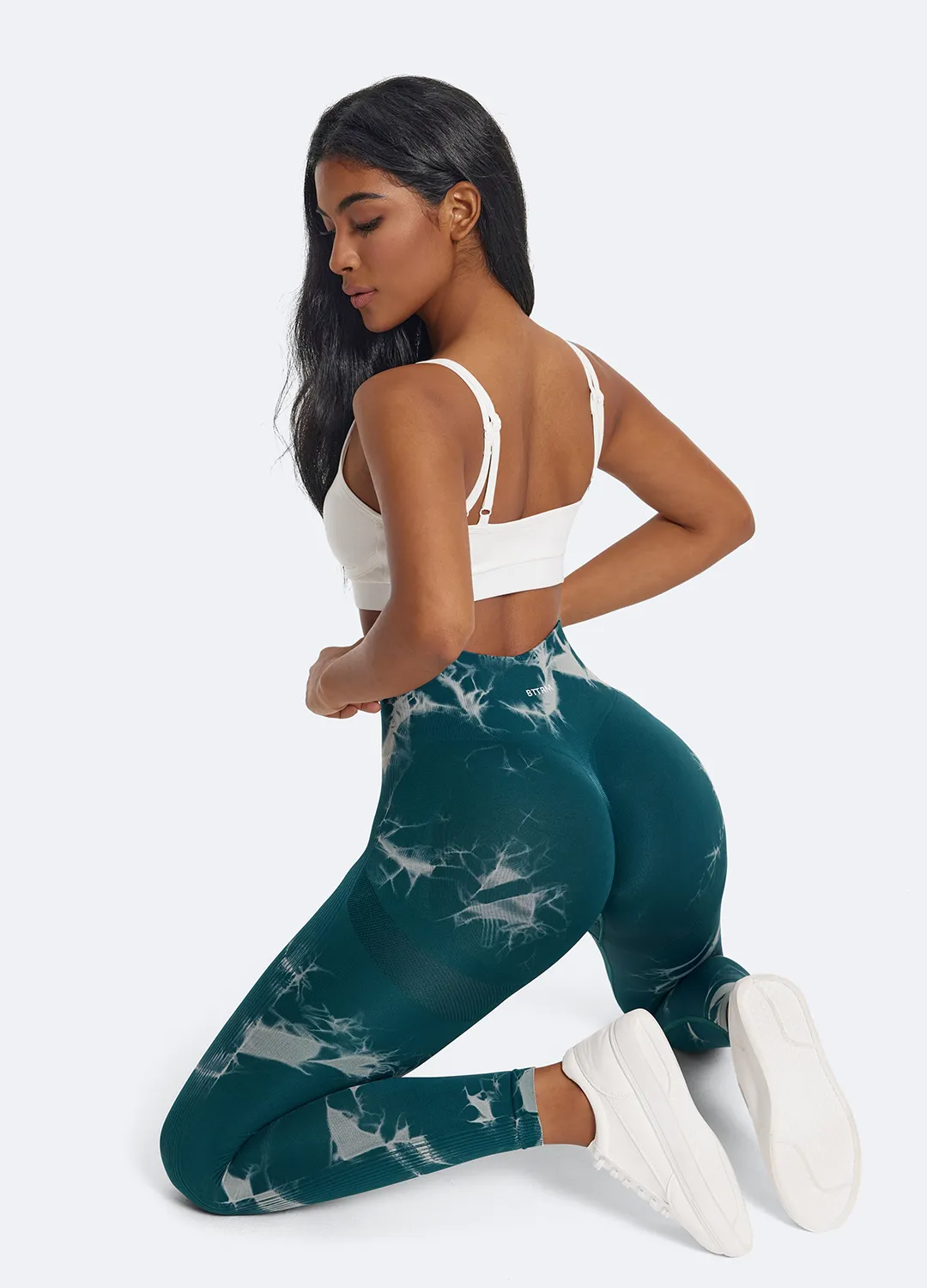 Sweat Ready Petite Size Four Way Tie Dye Leggings with Push-Up