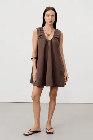 GABBY BITTER CHOC OVERSIZED COTTON MINI DRESS Fresh Look