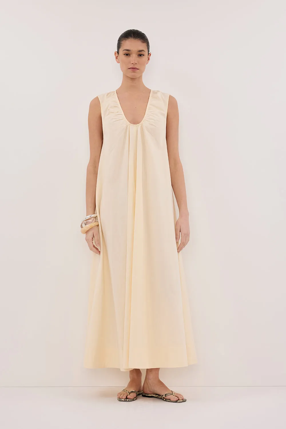 Trend Focused Romantic Vibes GABBY BUTTERMILK OVERSIZED COTTON MIDI DRESS
