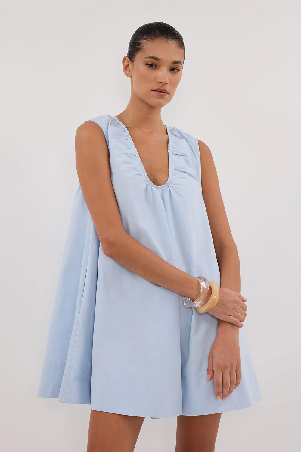 GABBY CORNFLOWER OVERSIZED COTTON MINI DRESS Smooth Flow