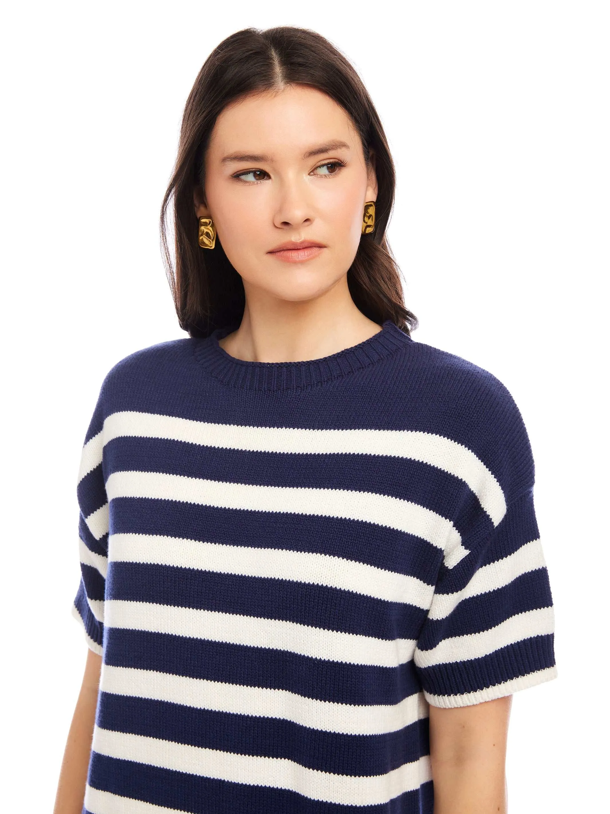 Shiny-Lining Calm Tone Georgette Sweater Dress