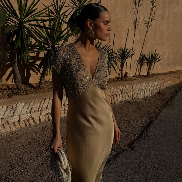 Live Soft Gold Sequin Elodie Dress