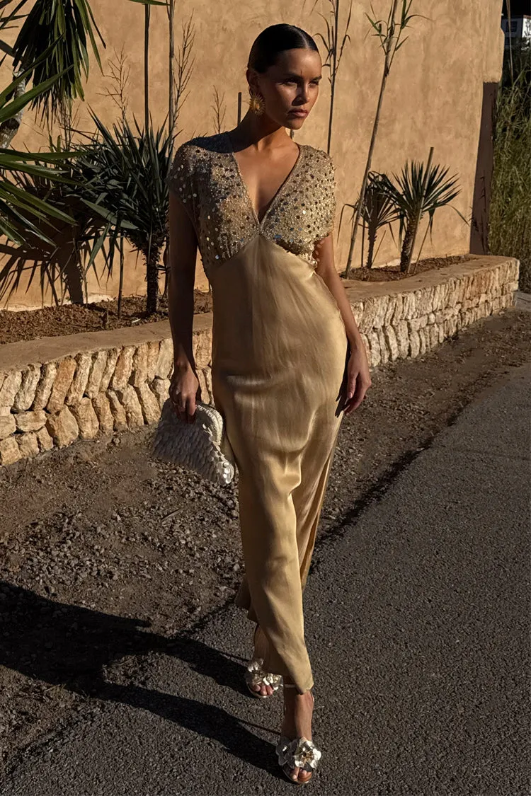 Gold Sequin Elodie Dress Chic Fit Nordic Plain