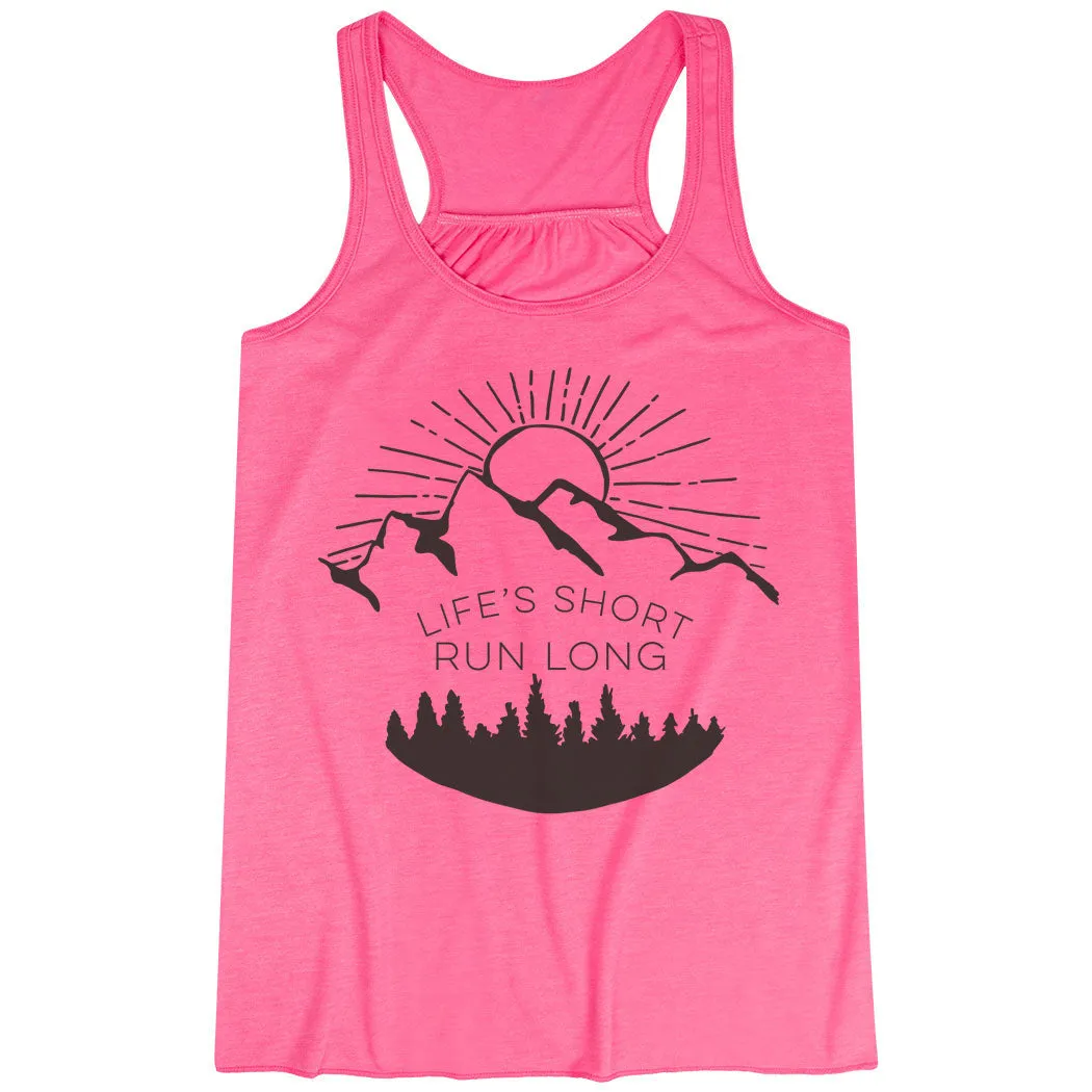single - compartment Light Ready Flowy Racerback Tank Top - Life's Short Run Long (Mountains)