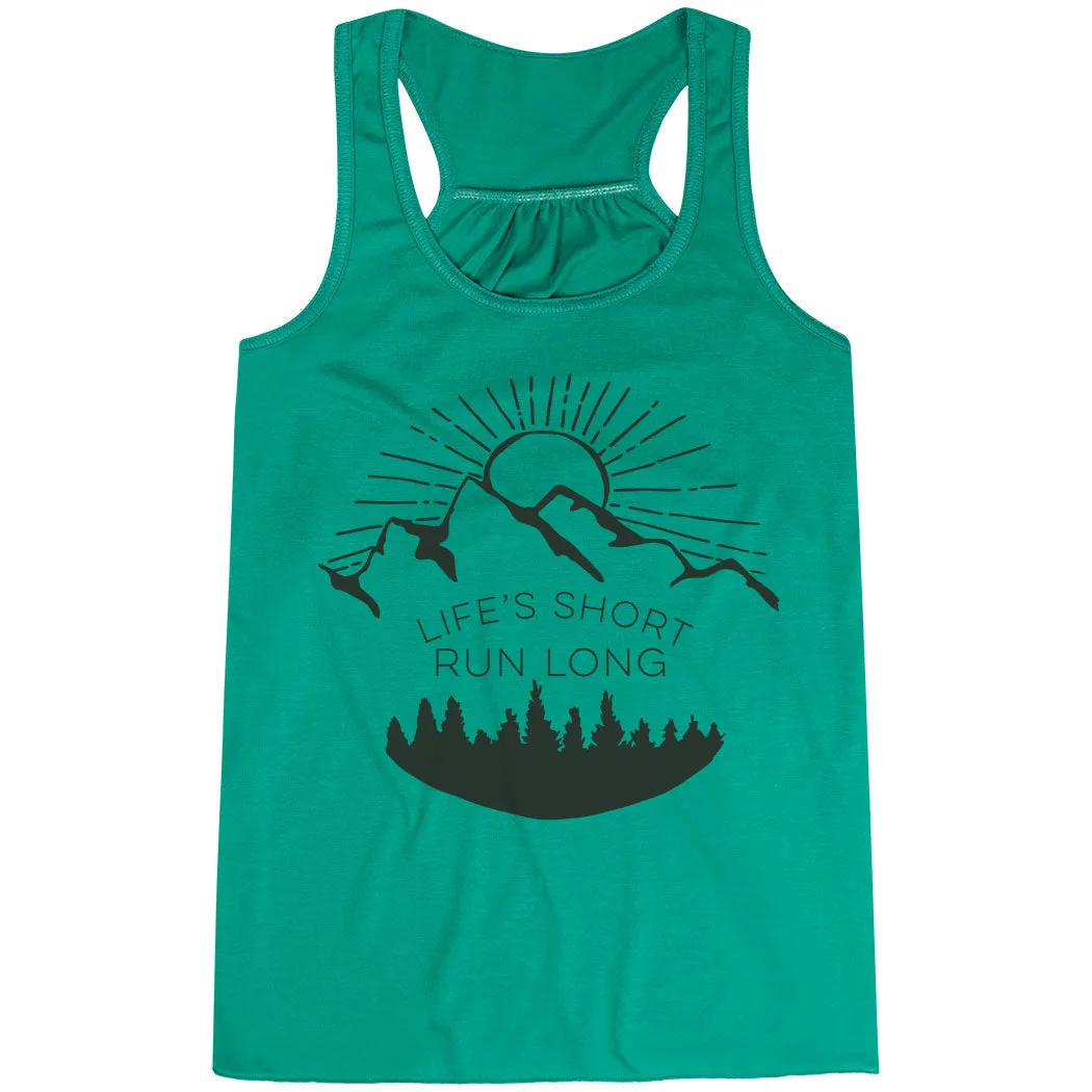 Abrasion Resistant Surface Flowy Racerback Tank Top - Life's Short Run Long (Mountains)