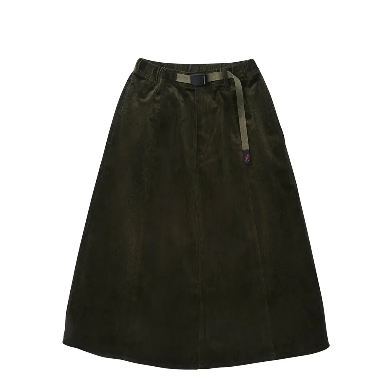 Polka Dot Smart Casual Gramicci Womens Paneled Midi Skirt Olive Green