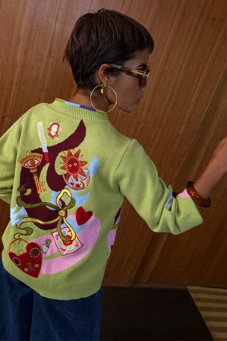 Green Enchanted Cardigan Urban Look NonRestrictive Cuff