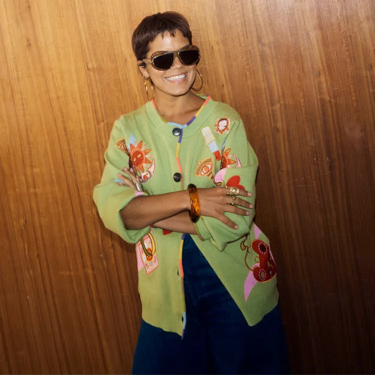 Essential Comfort Gradient Colorfast Dye Green Enchanted Cardigan