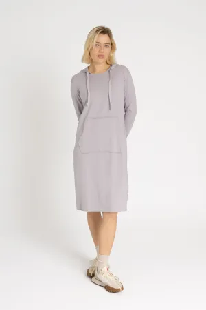 Grey Drawstring Hoodie Dress Chic Style Wear