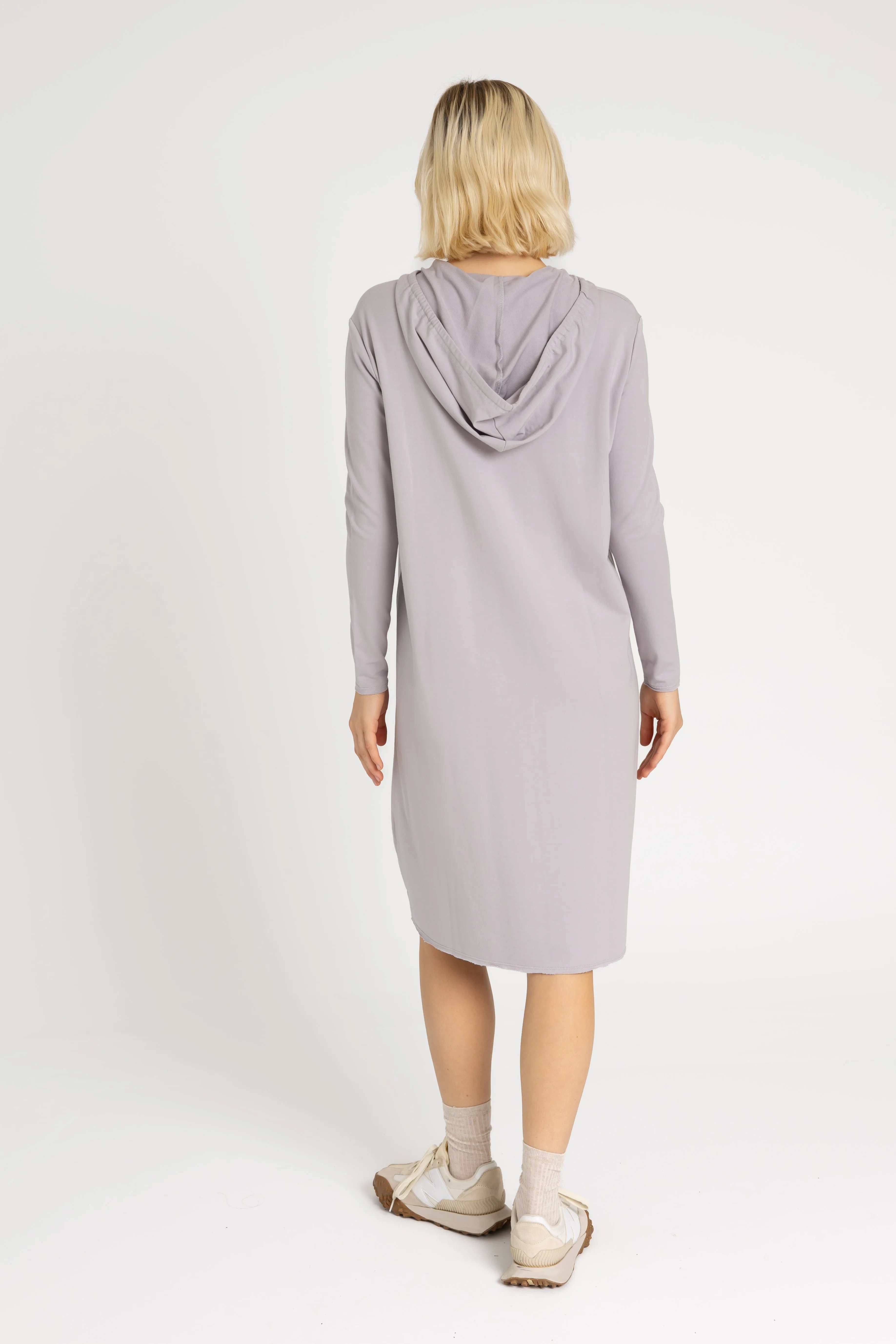 Grey Drawstring Hoodie Dress Style Base Grass Soft