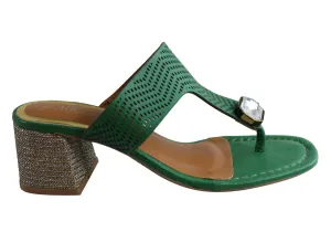 Orcade Deidre Womens Brazilian Comfort Leather Mid Heel Sandals Thongs Luxury Leather Pumps Classic Pumps