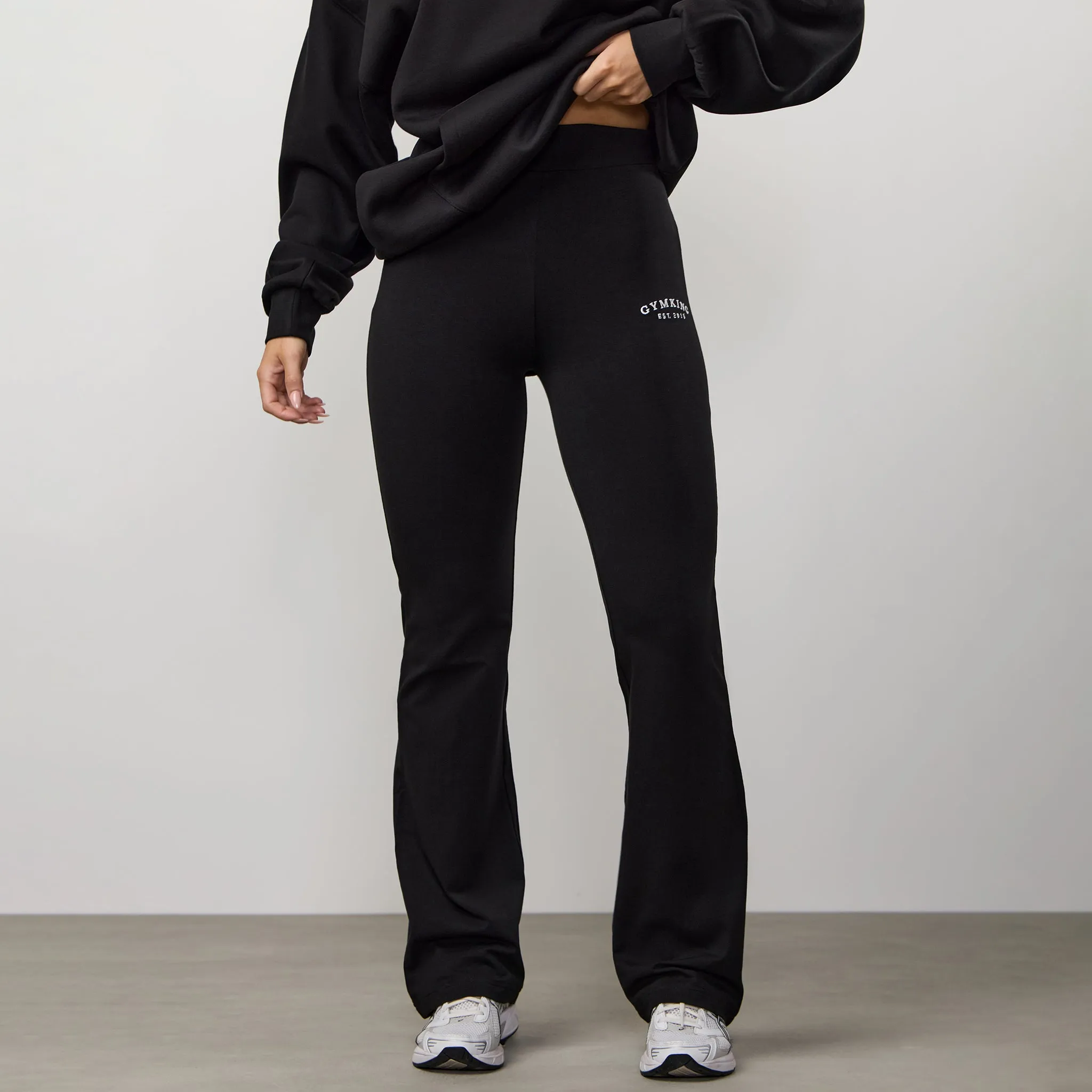 Gym King Compose Cotton Jersey Flared Legging - Black Gym Look