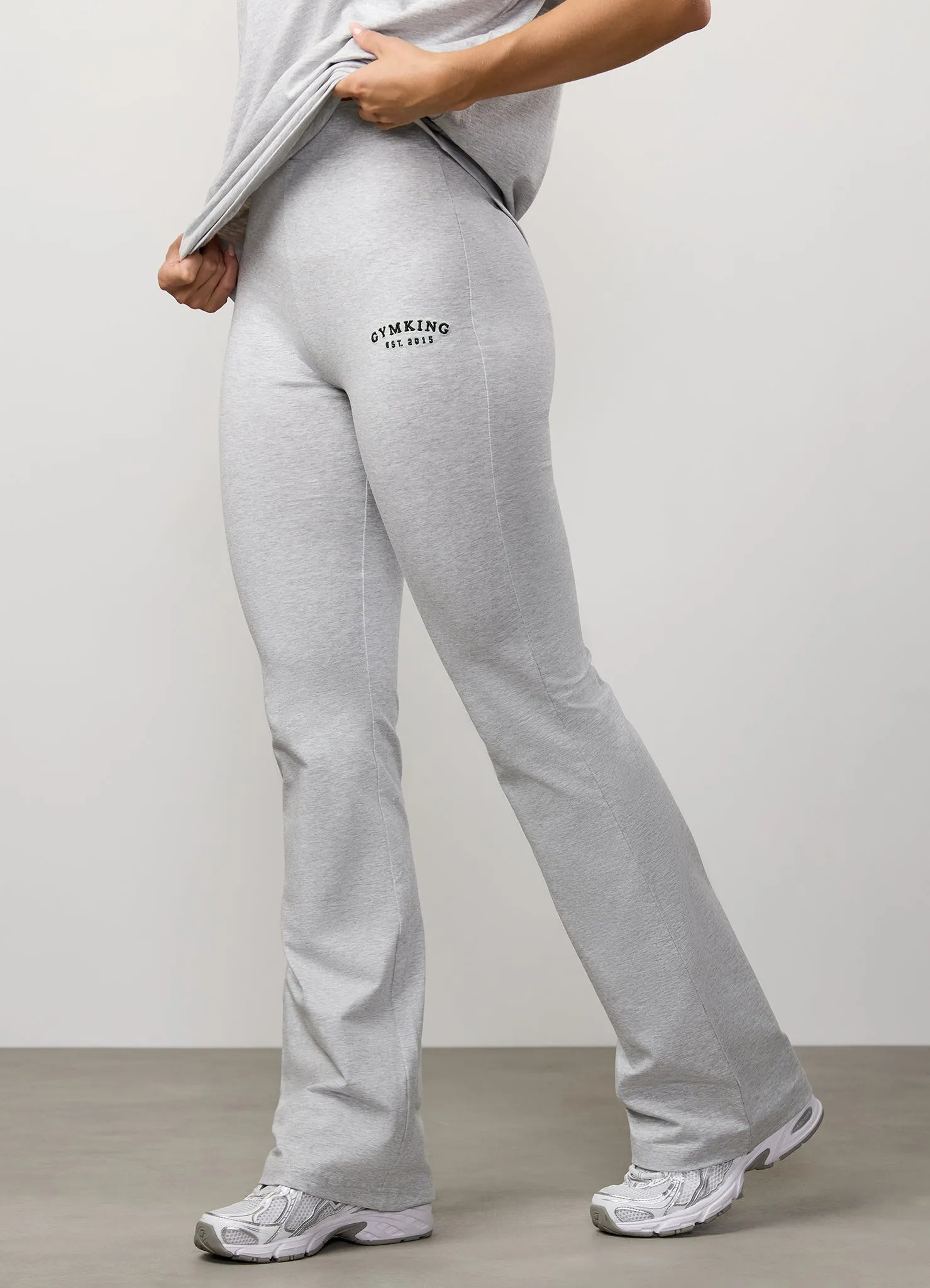 Gym King Compose Cotton Jersey Flared Legging - Snow Marl Extra Soft Winter Sports