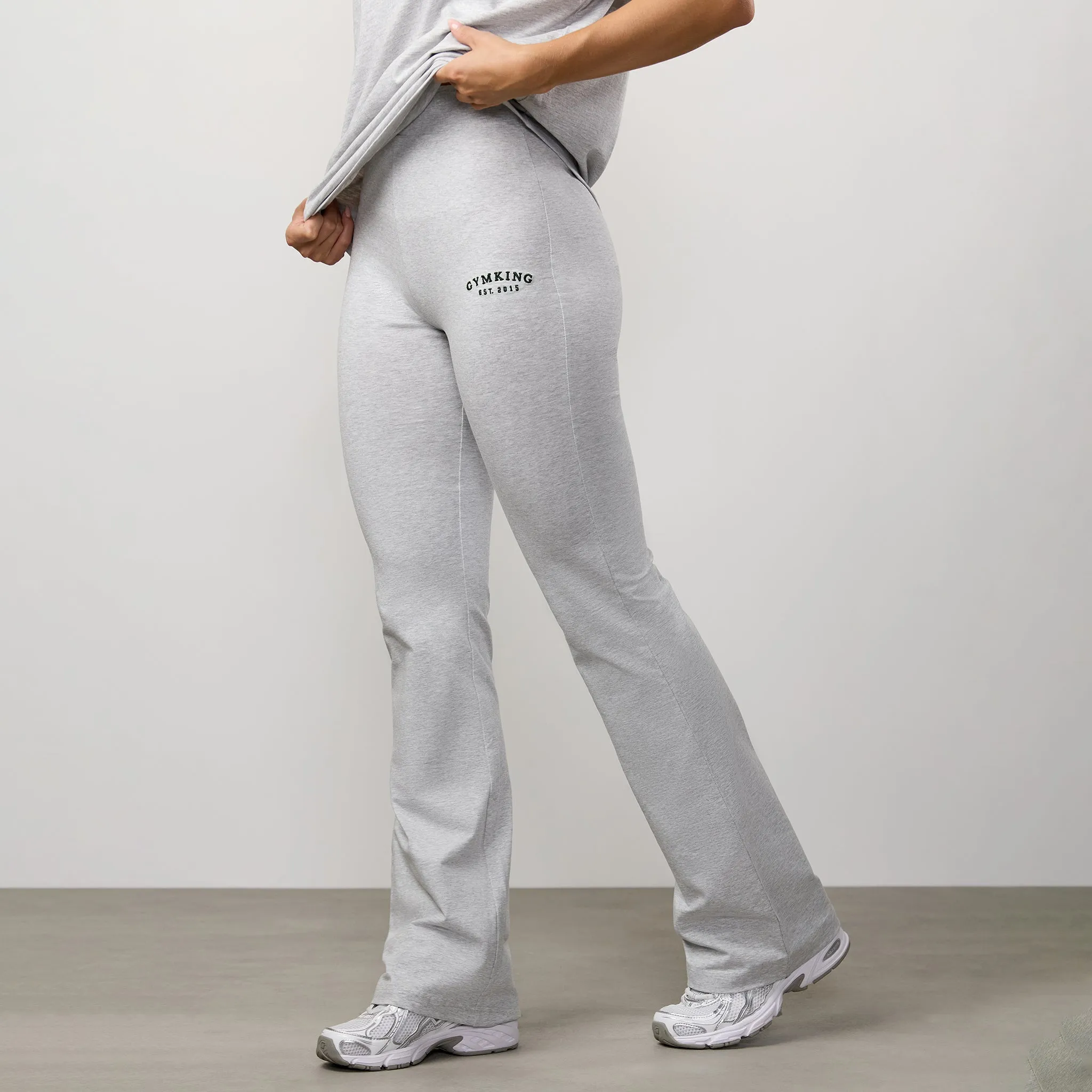 Gym King Compose Cotton Jersey Flared Legging - Snow Marl Light support Eco Shopper Pilates Session