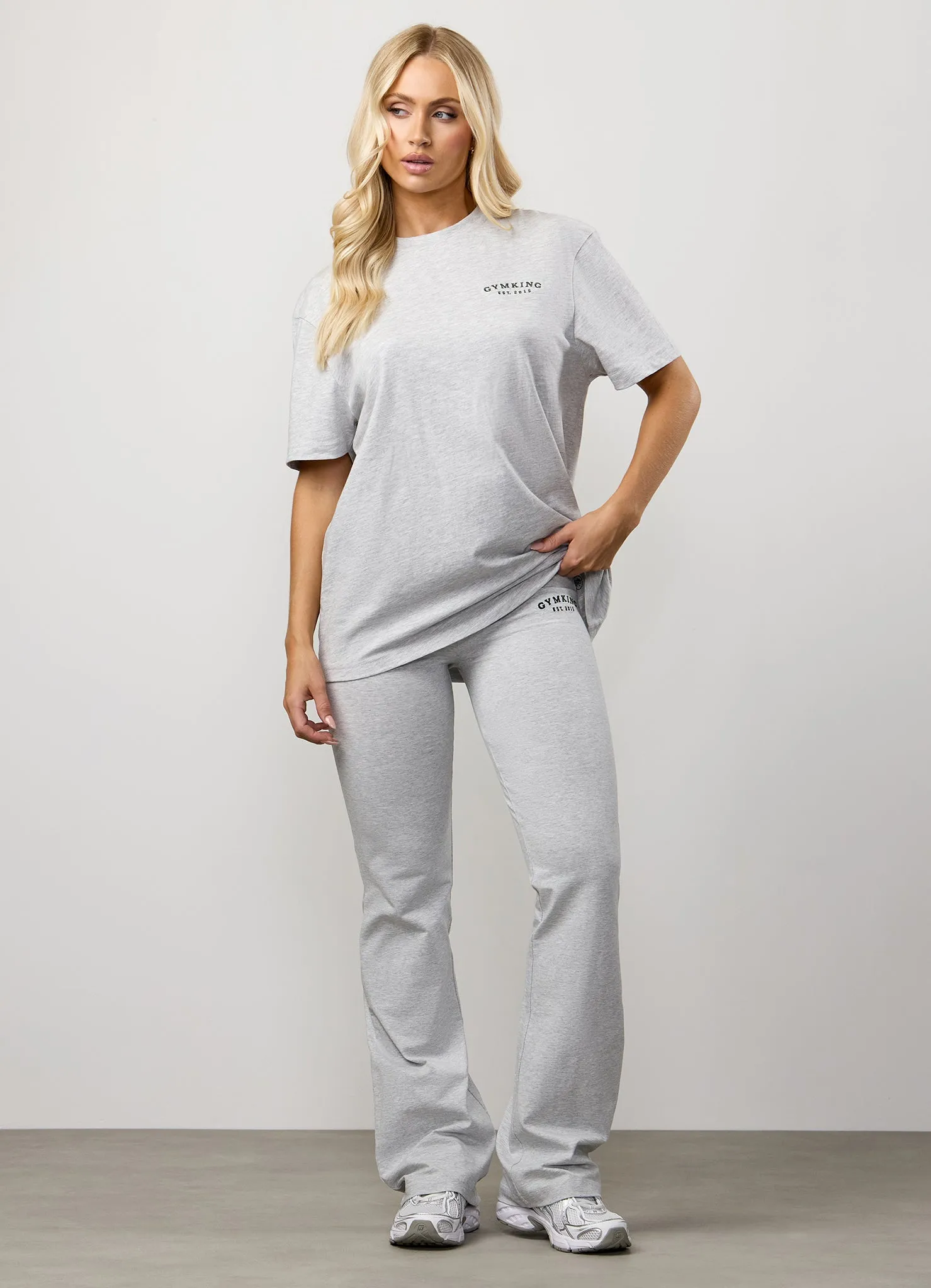 Gym King Compose Cotton Jersey Flared Legging - Snow Marl Refined fit