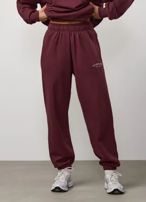 Gym King Compose Fleece Relaxed Jogger - Deep Cherry quick dry Bold Waistband