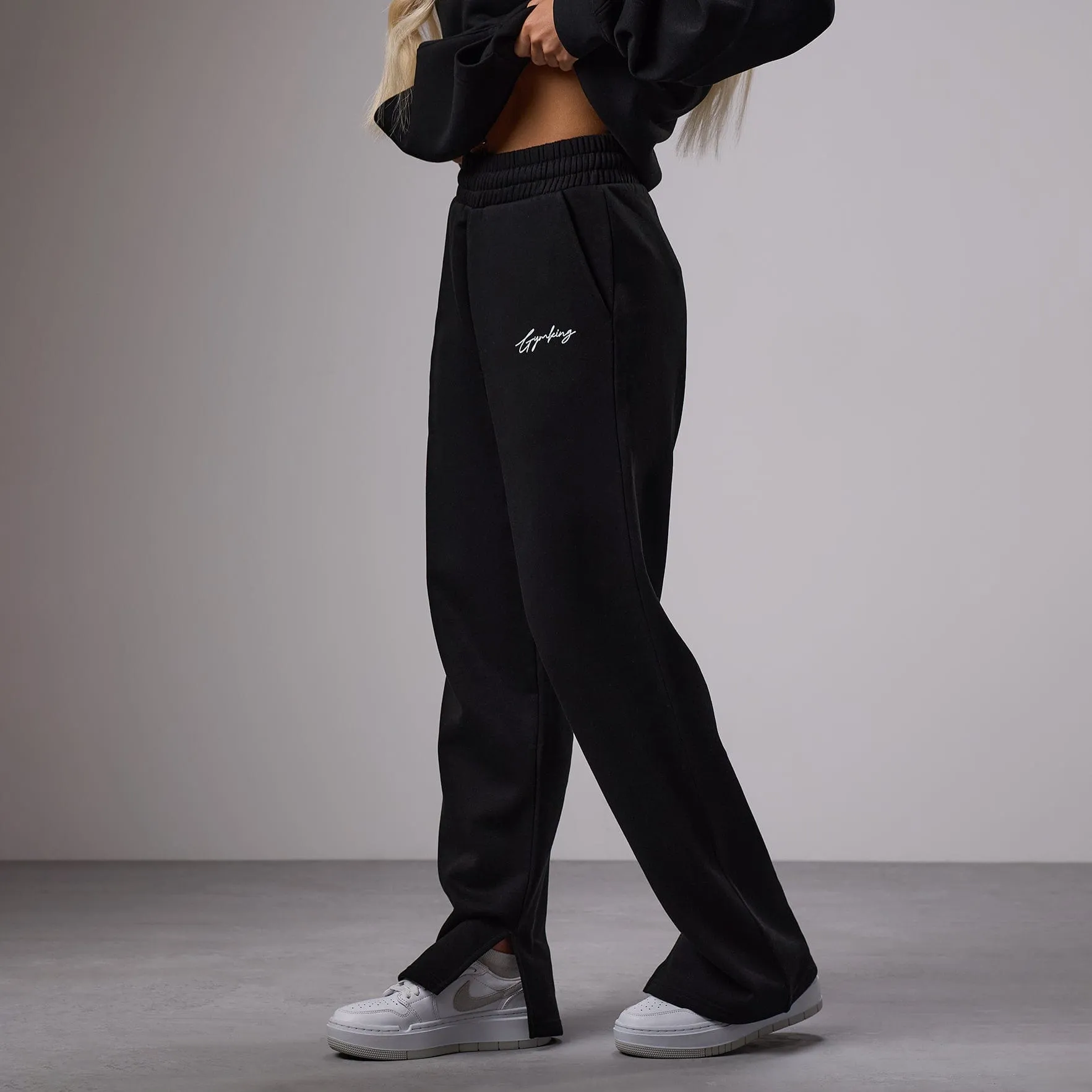 Gym King Reset Straight Leg Fleece Jogger - Black Soft Brushed Lining