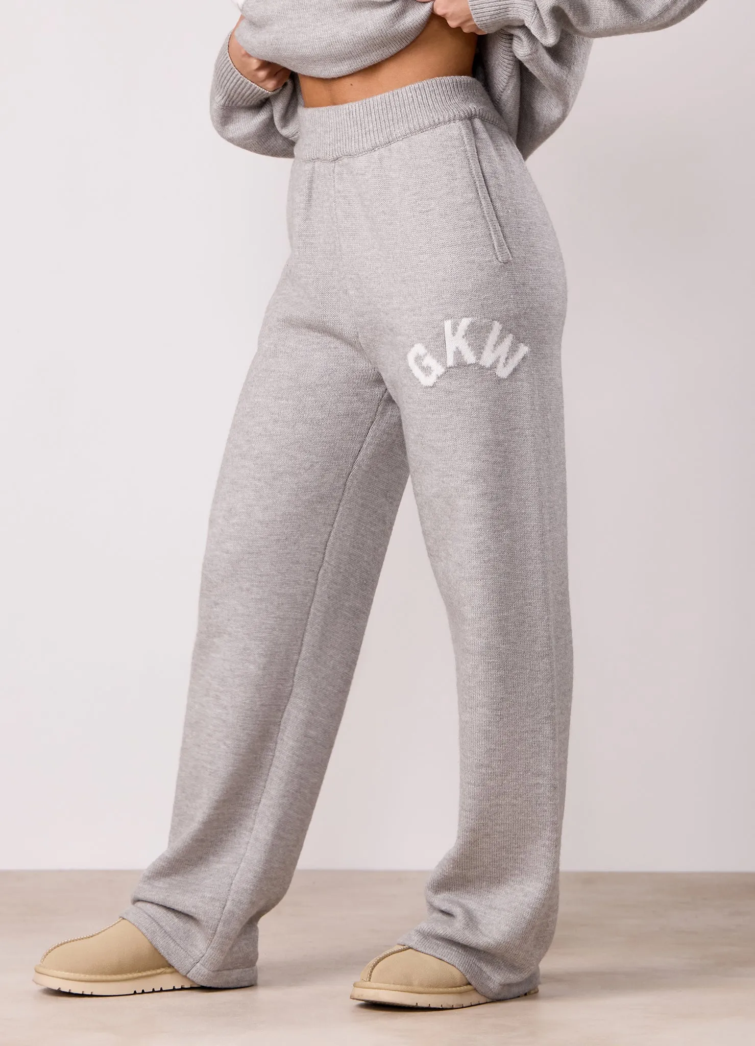 Gym King Restore Knit Straight Leg Jogger - Light Grey Marl Snag Free Fabric