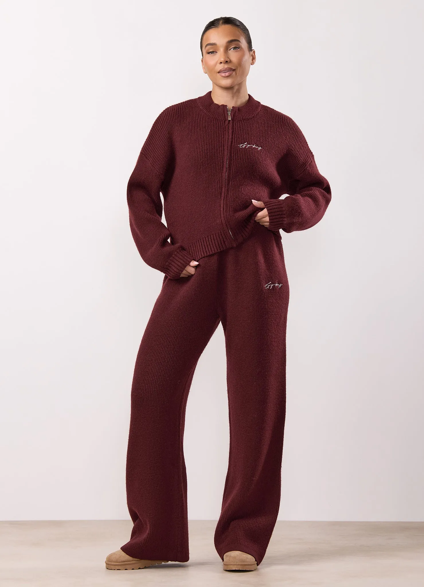Decorative stitching Gym King Rib Knit Trouser - Fig
