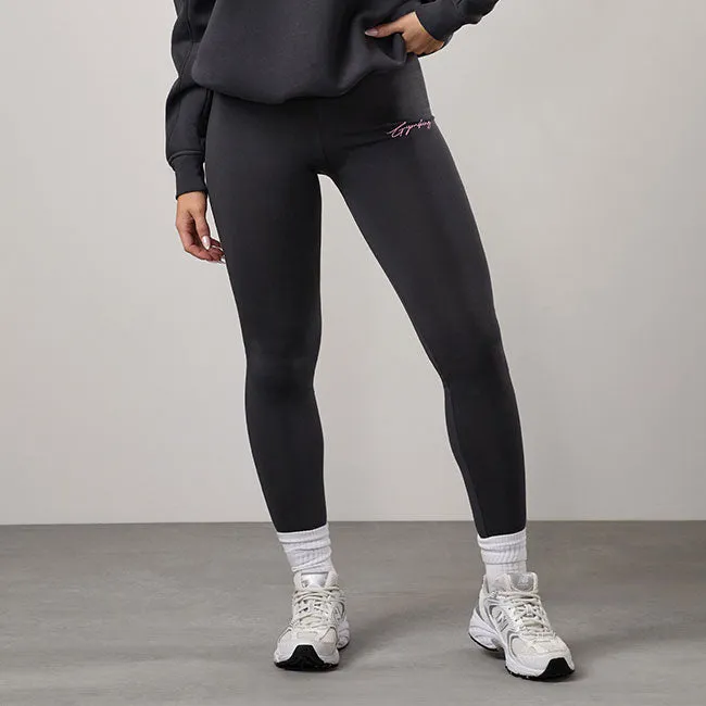 Gym King Script Mindset Cotton Jersey Legging - Dark Pewter Quick Drying Feel Good