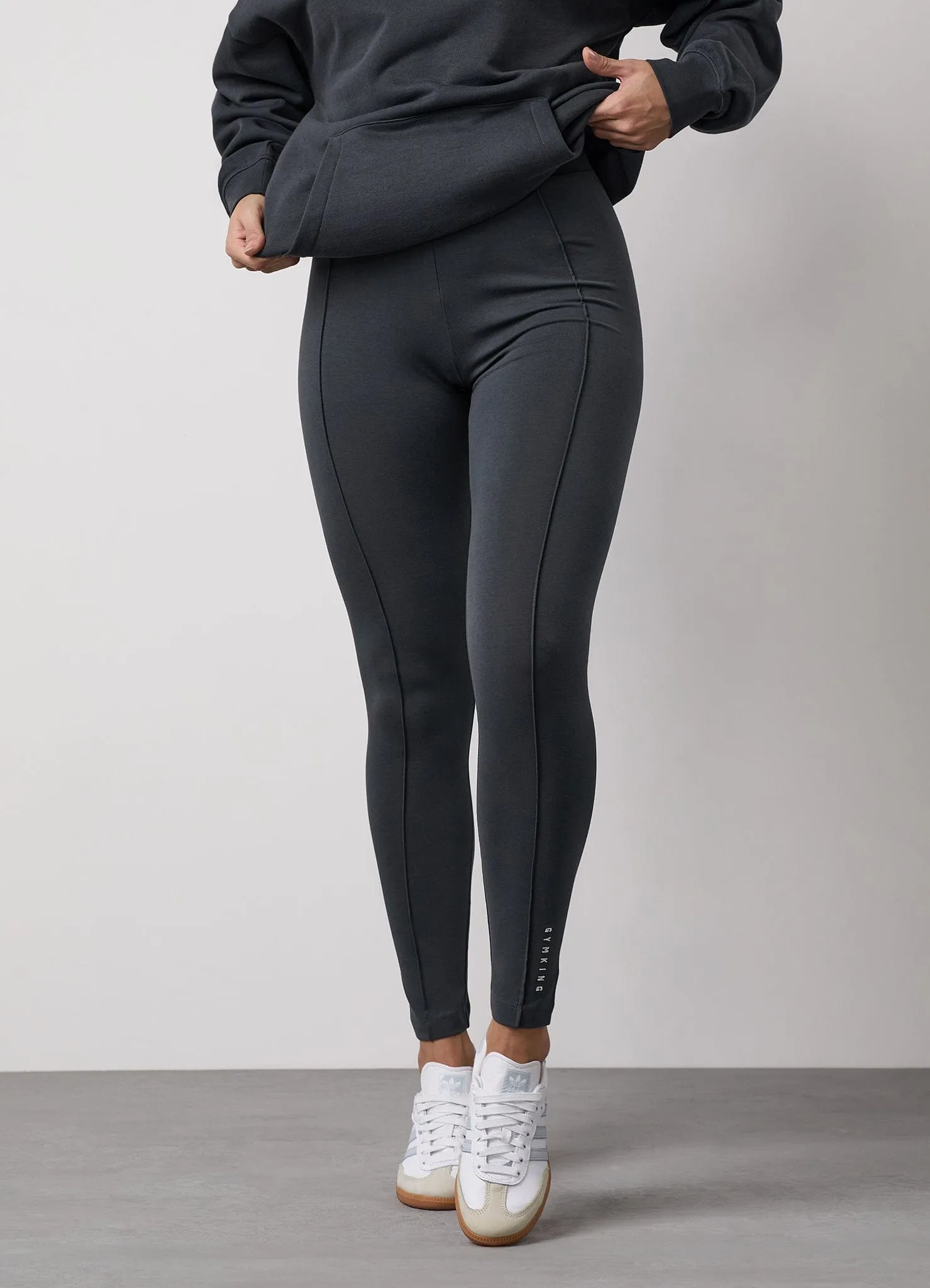 Shape Sculpting Soft Texture Gym King Shadow Jersey Legging - Oyster Grey