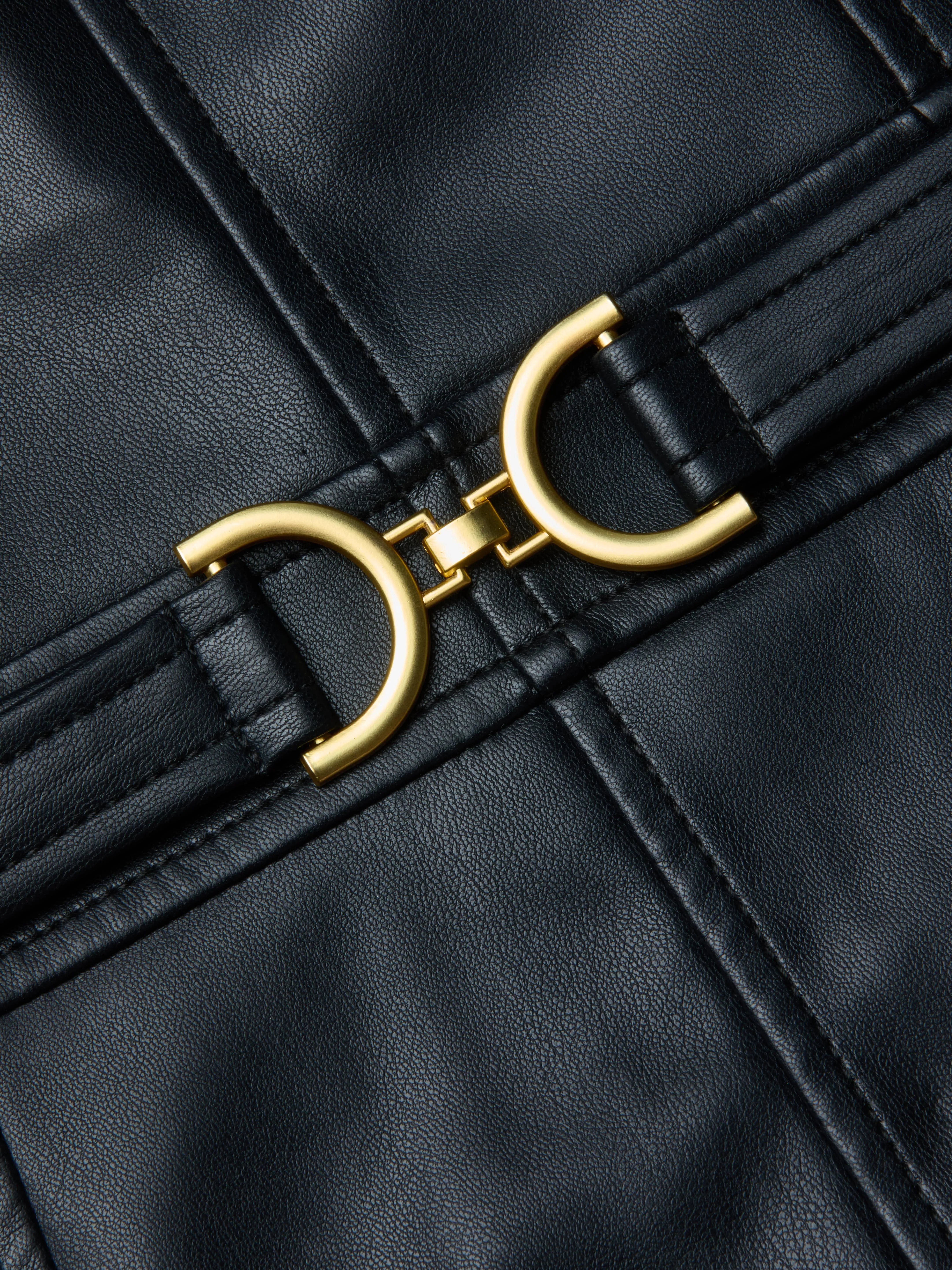 Halia Vegan Leather Dress Flare Swing Simple Touch