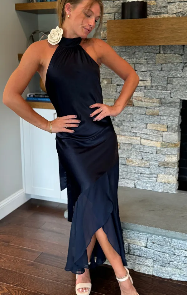 Halter Neck Tulip Chiffon Maxi Open-back