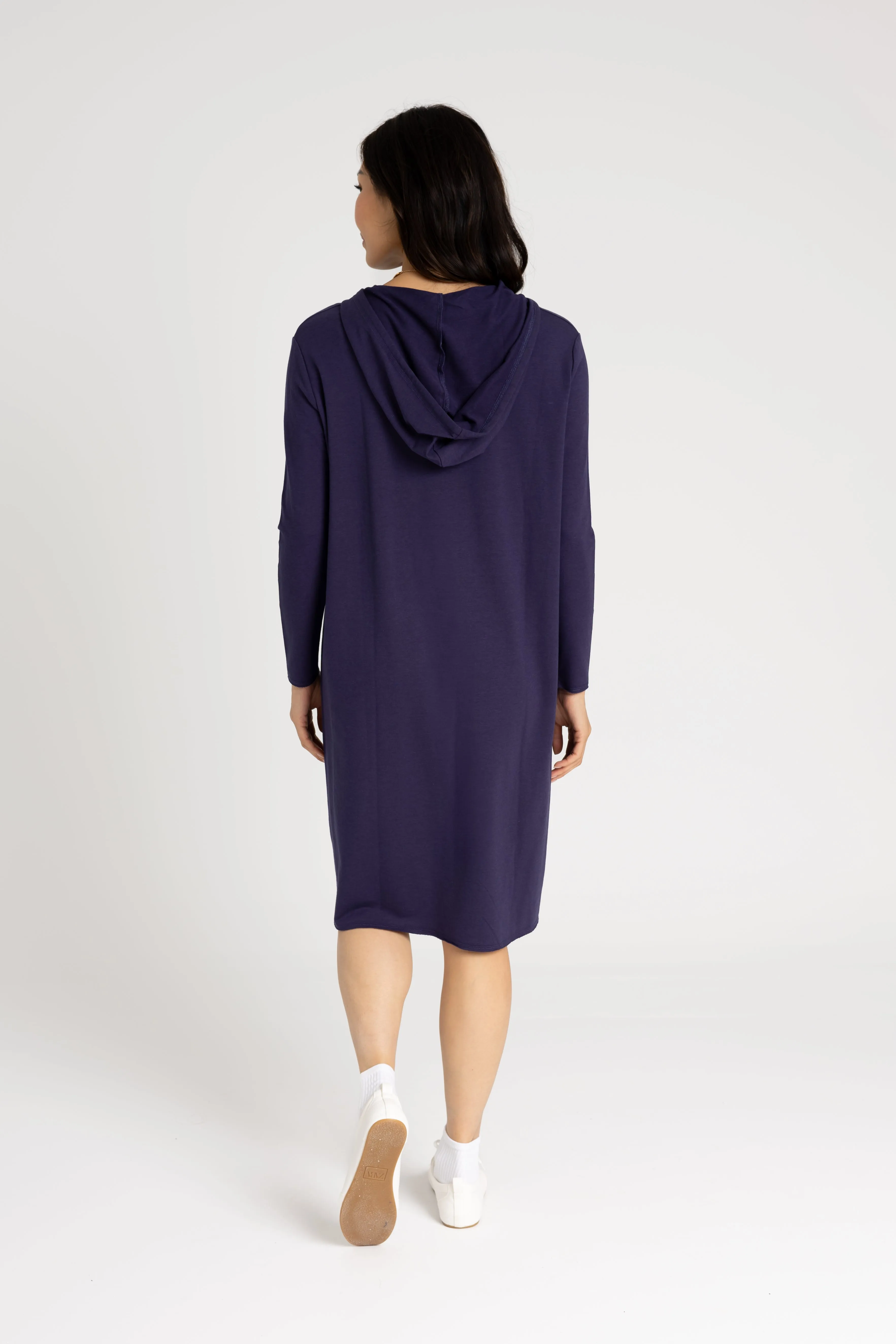 Navy Drawstring Hoodie Dress Music-Concert