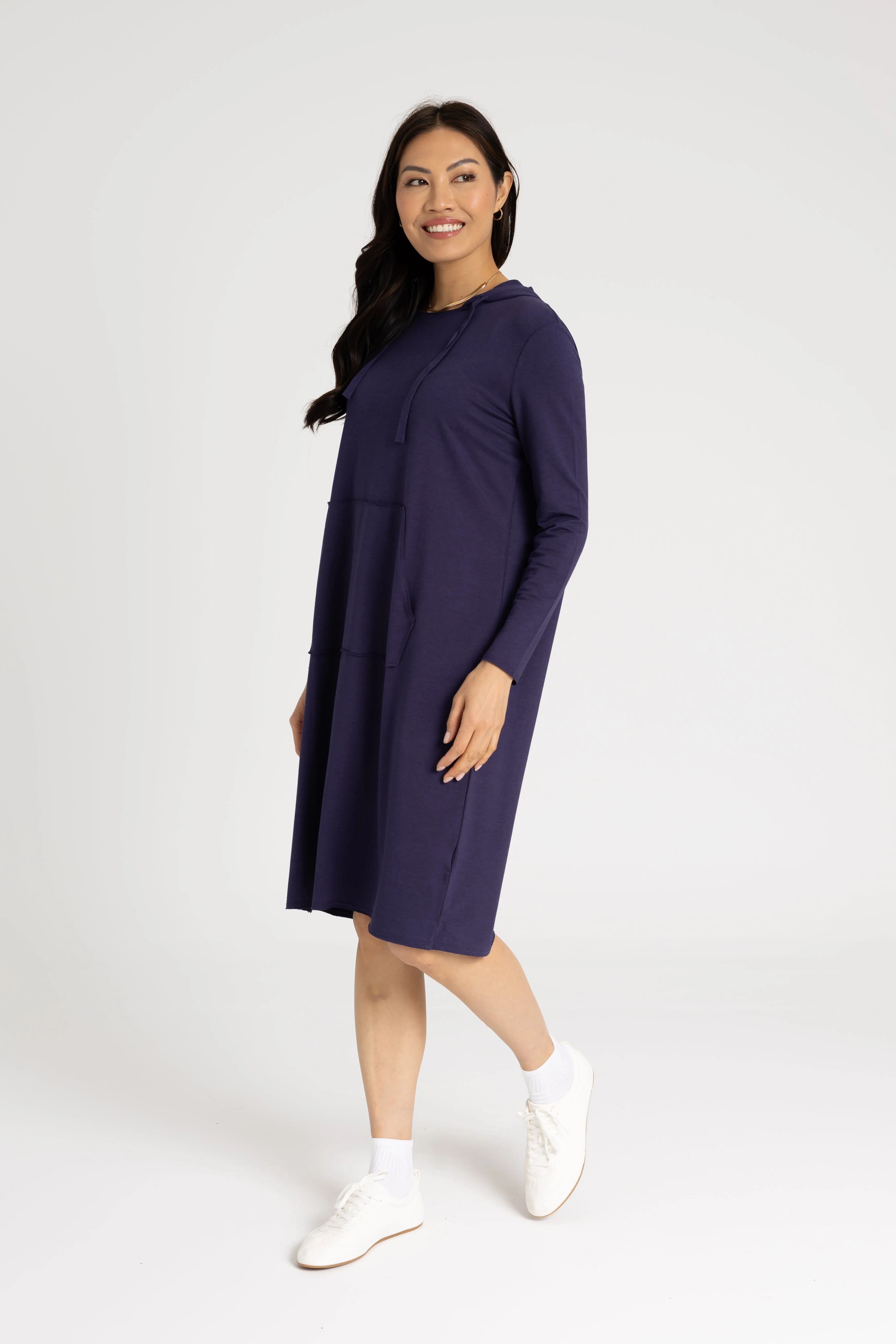 Navy Drawstring Hoodie Dress FoldablePackaging