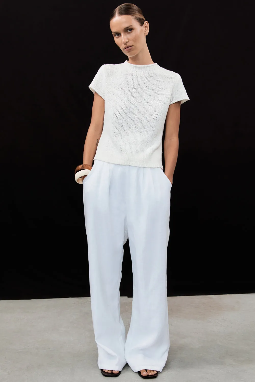 Tubular Knit Method LEO OFF WHITE KNIT TOP