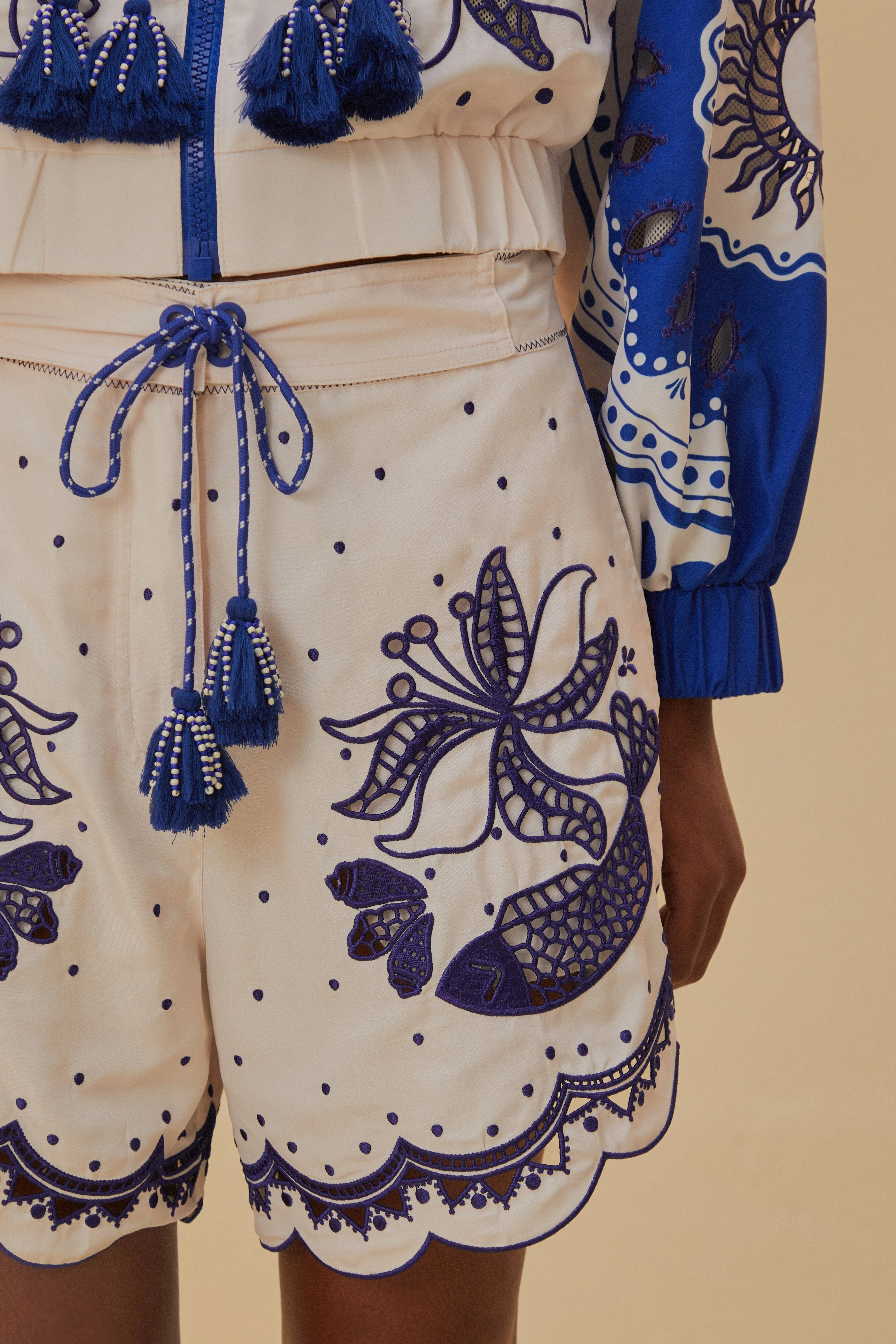 Adjustable Fit Artisanal Embroidered Shorts