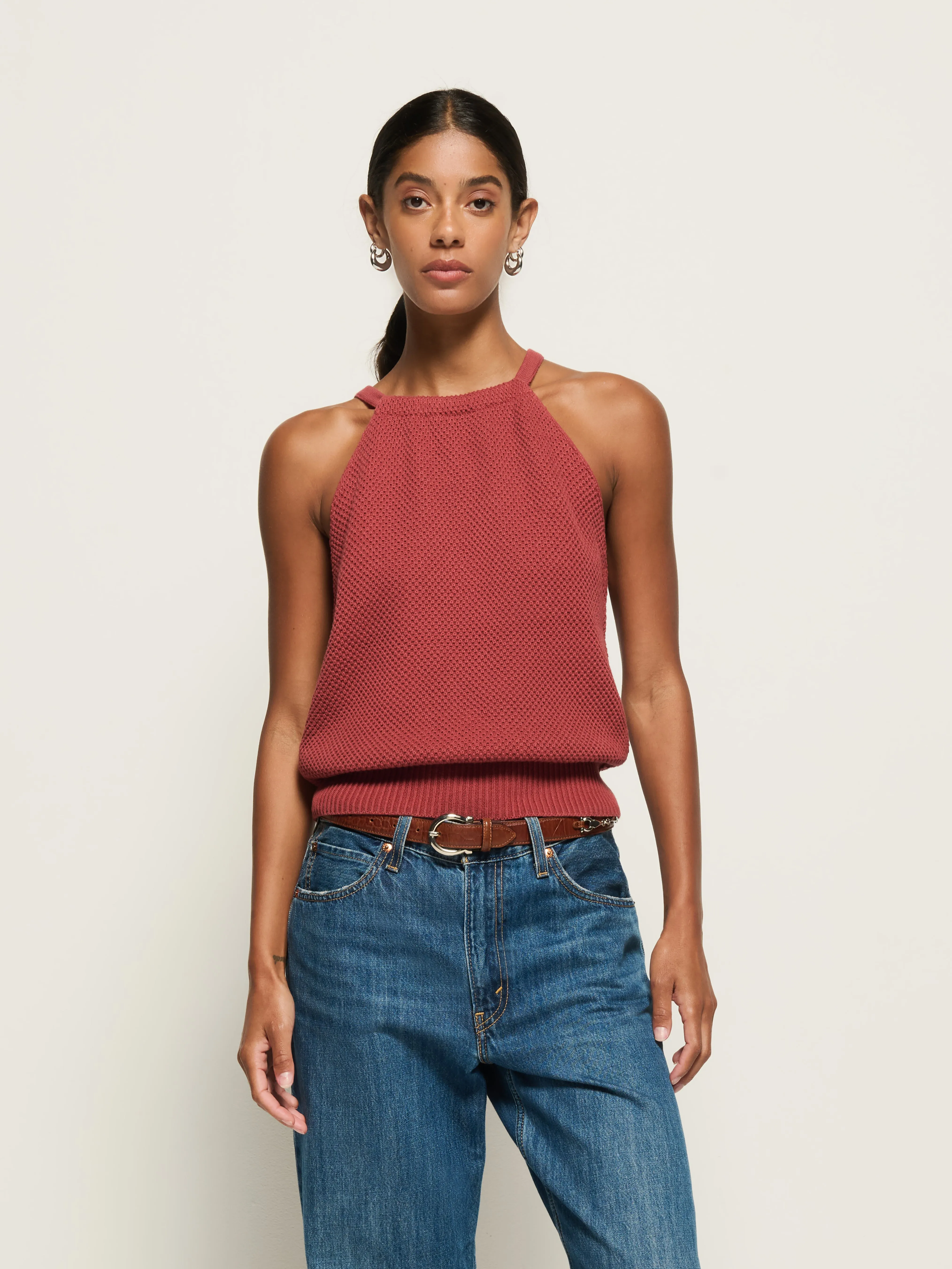 Oversized Silhouette Auburn Sweater Tank