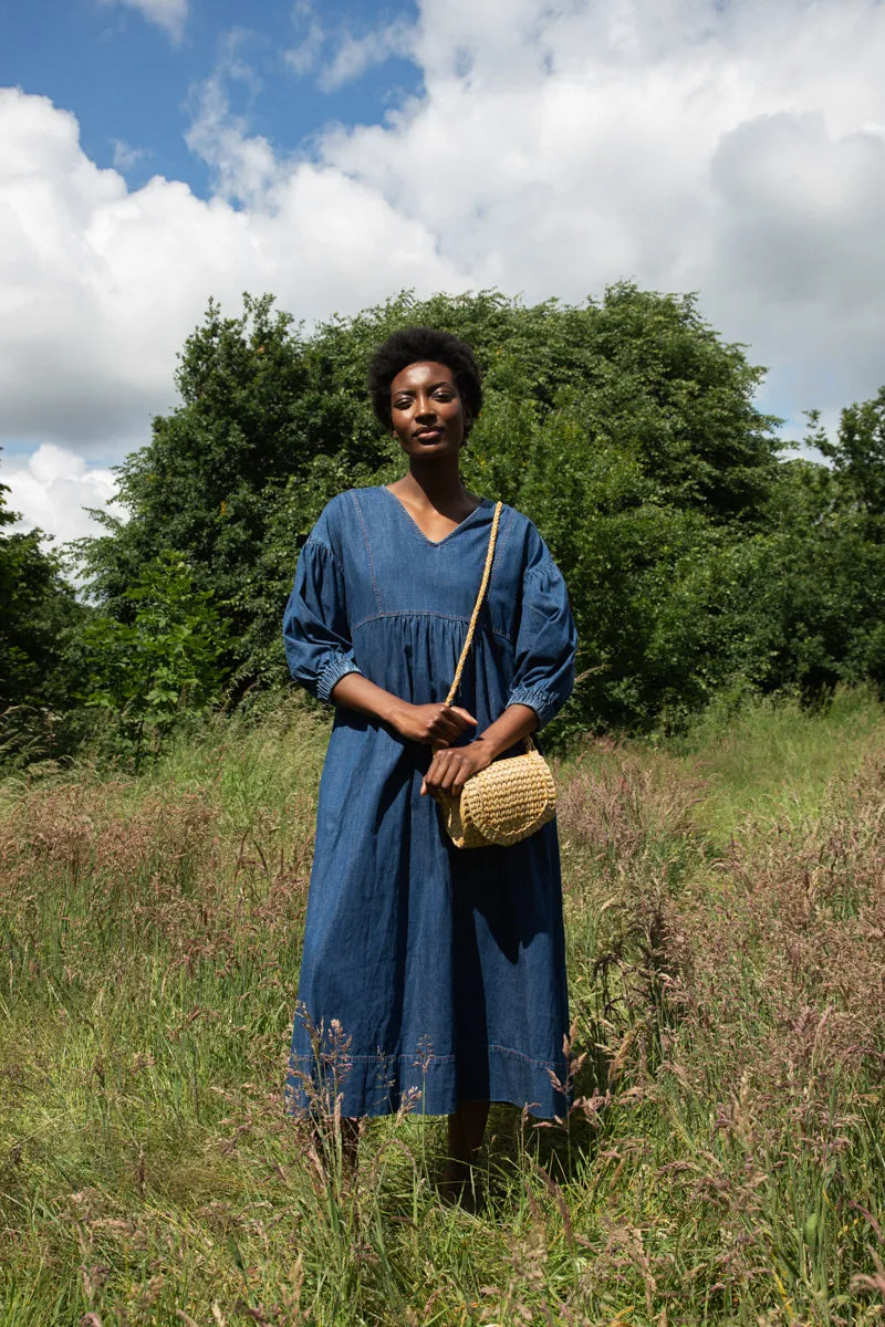 Stylish Appeal Harumi-Leigh Organic Cotton Denim Dress in Mid Blue
