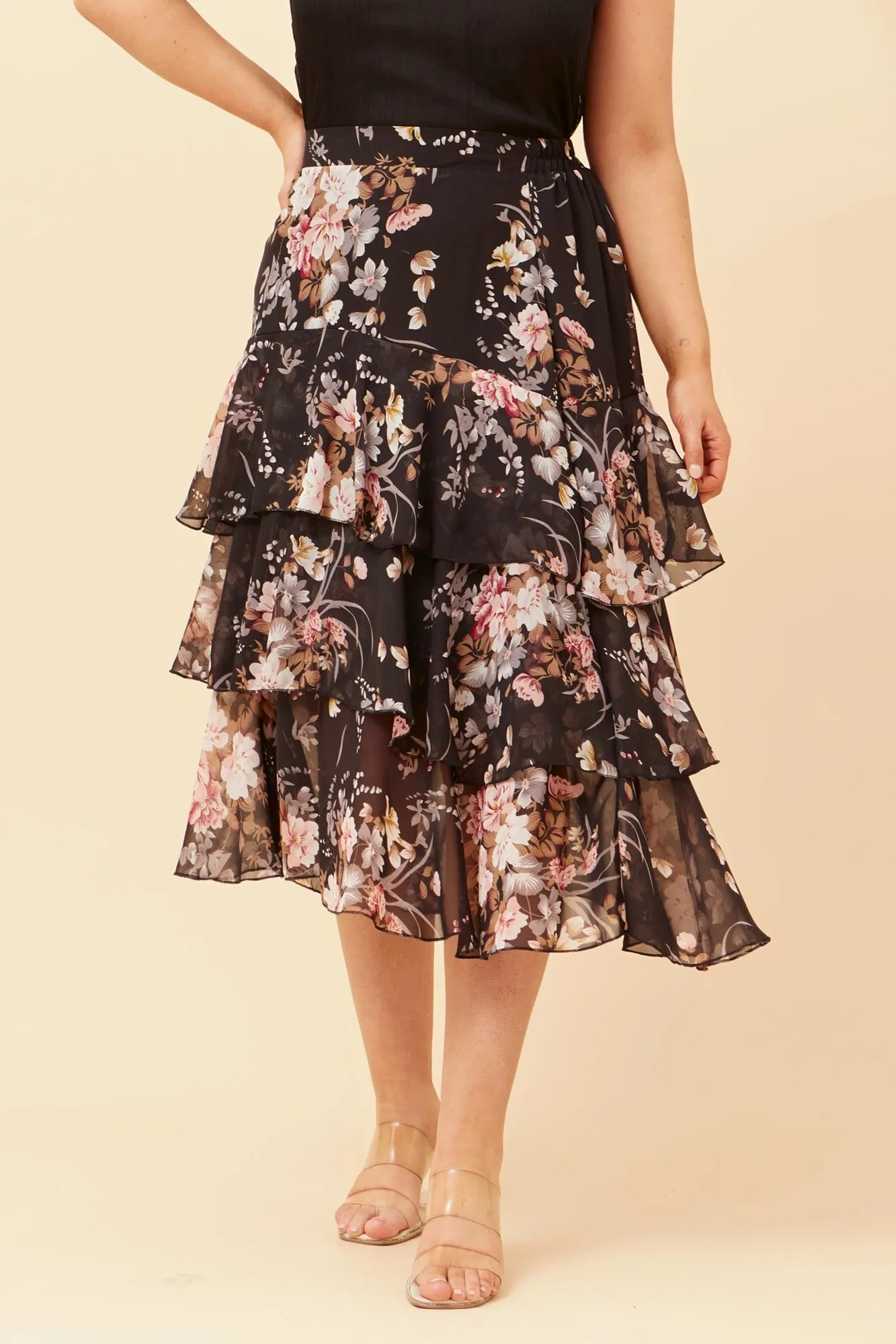 Visual Outfit HAZEL TIERED MIDI SKIRT
