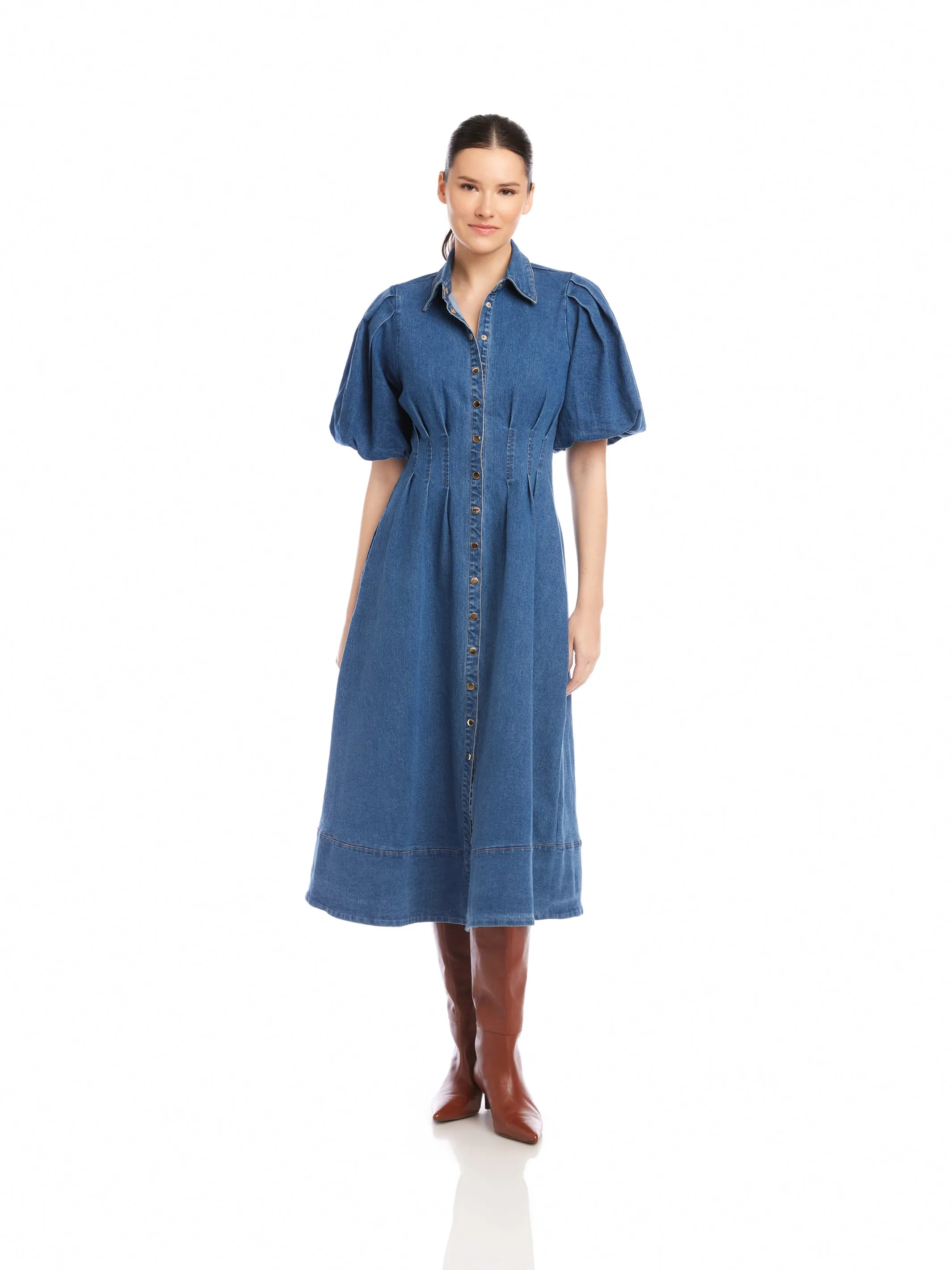 Casual Chic Wear Formal Wear Esme Denim Midi Dress