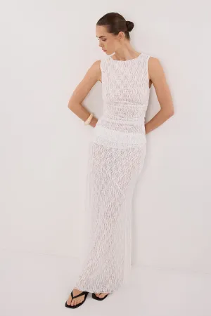 LIZZIE WHITE LAYERED LACE SKIRT Iconic Style Smooth Cut