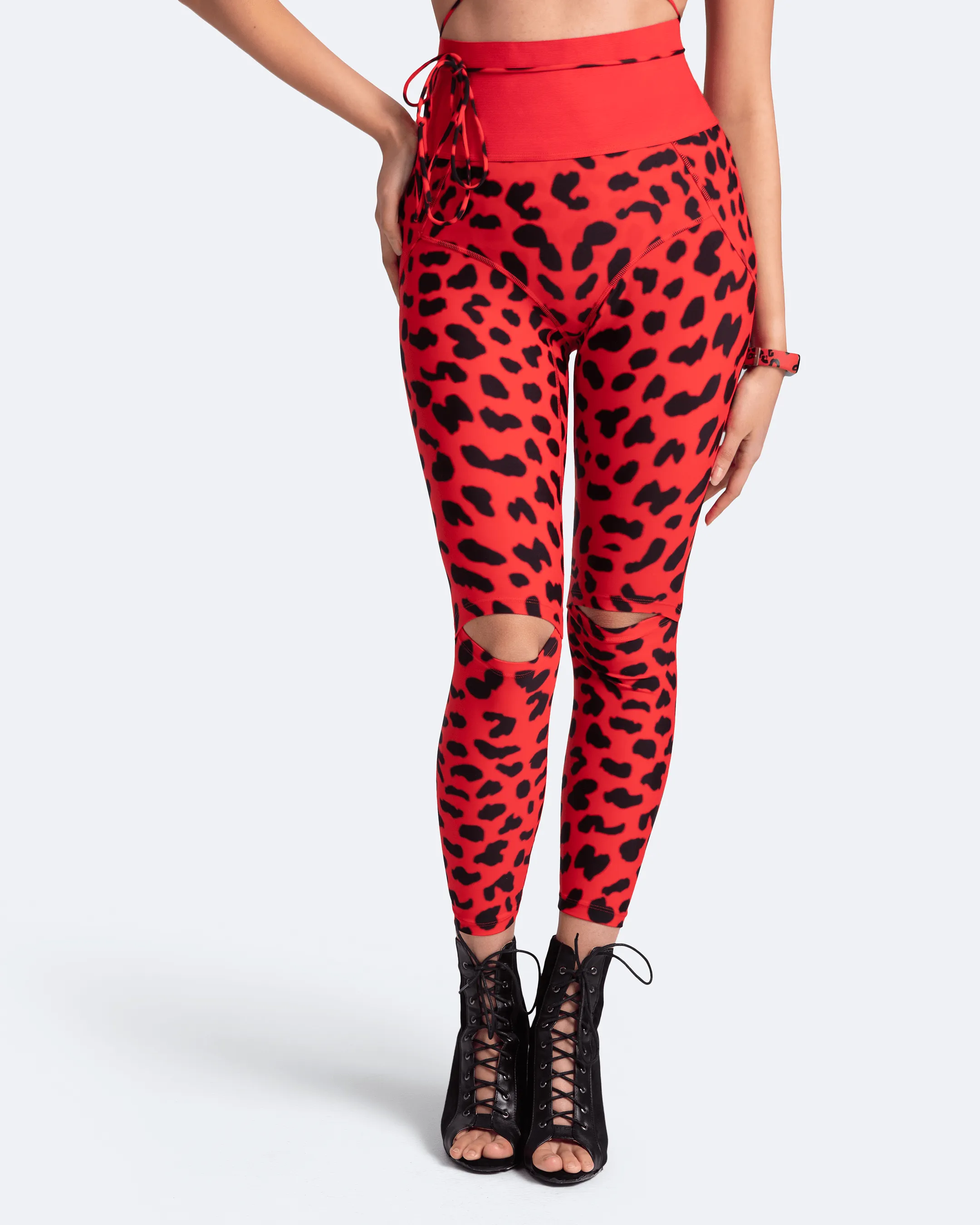 Seamless Design Plus Size City Style High-Rise Knee-Slit Leggings