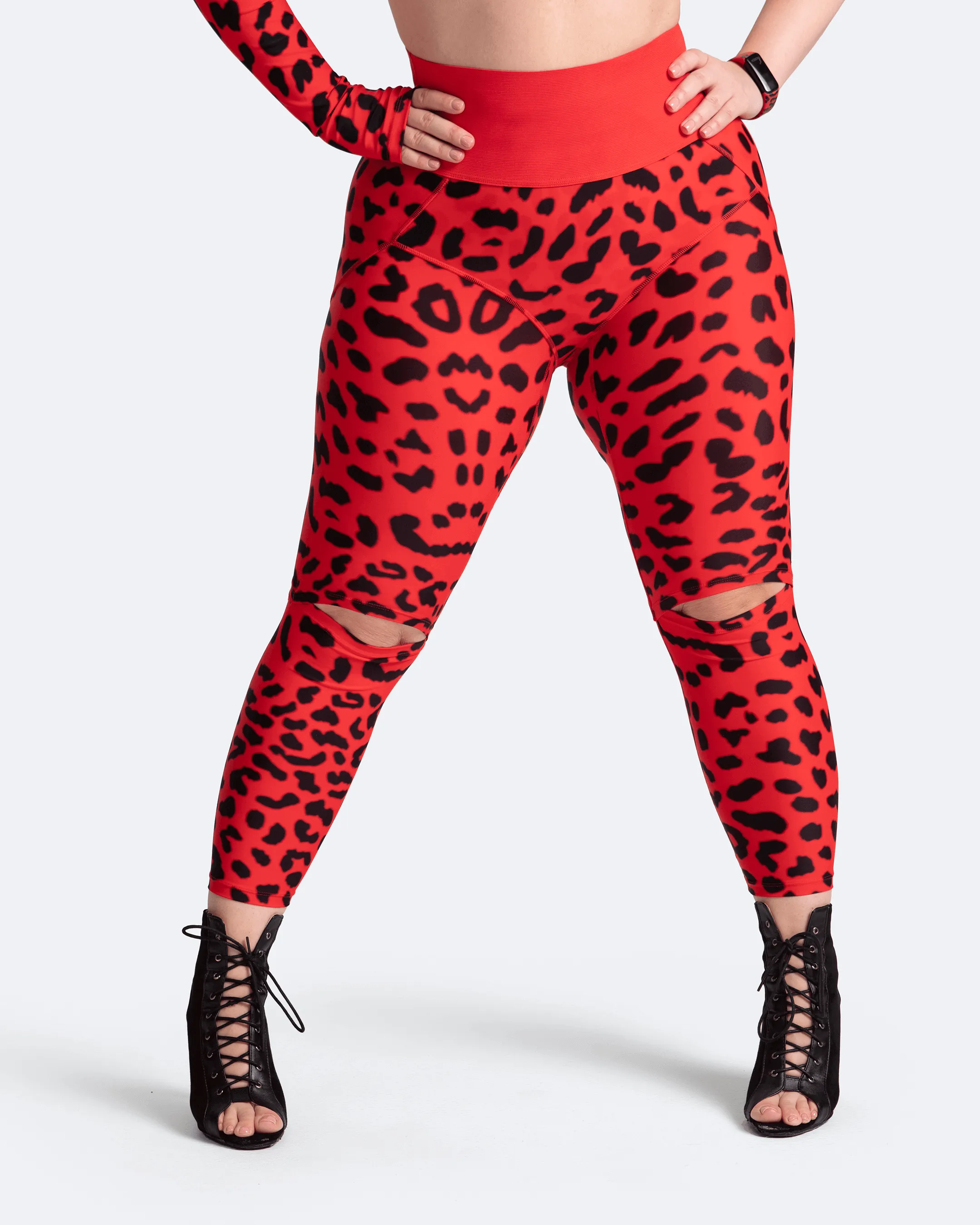 High-Rise Knee-Slit Leggings Morning Stretch Soft Touch Durable Stitch Fitness Lover